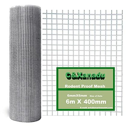 C&Xanadu Rodent Mesh 400mmX6m,Galvanised Wire Mesh Roll,Rat Proof Mesh Sheet,Welded Mesh Panels,Stop & Prevent Mice & Mouse Access