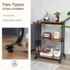 Becko Mobile Printer Stand 3 Tiers Wood/Metal Utility Cart with Shelf, Rolling Cart Storage Rack with Wheels/Anti-Slip Pads for Home Office (Brow
