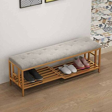 LLLY Simple Shoe Stool Home Simple Door Creative Shoe Rack Stool Shoe Cabinet Shoe Stool Door Bedroom Bed End Stool (Color : Gray, Size : 60cm le