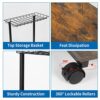 ABQ Computer Tower Stand, C-Shape Mobile CPU Holder with Storage Basket, 2 Tier CPU Stand Cart with Lockable Wheels, Fits Most Gaming PC Under De