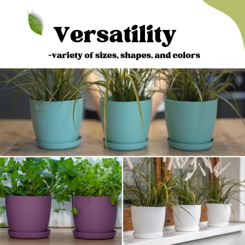 ORTEN Plant Pot Indoor Plastic Flower Pots for All House Plants, Herbs, Cactus, Orchid, Succulents Matt Colours, Set of 3 (Ø 12cm (4.72 in), Matt