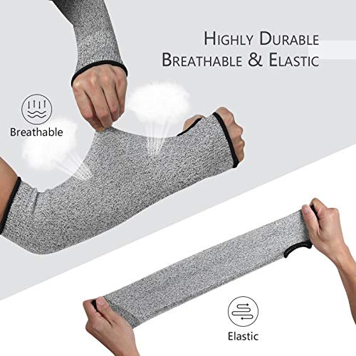 Cut Resistant Sleeves with Thumb Hole, Level 5 Protection, Slash Resistant Safety Protective Arm Sleeves