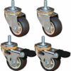 GTYT 1.5 Inch Furniture Casters 40mm M6×15mm Thread Silent Wheels Rubber Casters With Brake Universal Swivel Trolley Transport Casters For Flower