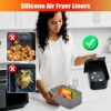 2 Pack Air Fryer Silicone Pots, Reusable Rectangle Food Grade Replacement Silicone Air Fryer Bowl Liner Basket Accessories for Ninja DZ201 DZ401