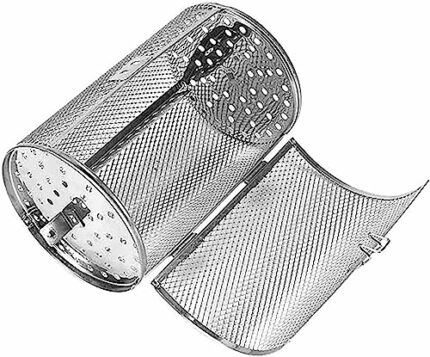 Verve Jelly Rotisserie Basket,14X18cm Stainless Steel Grilled Cage Basket Rotisserie Grill Rotary ​Baking Cage for Coffee Bean BBQ Grill Bakeware