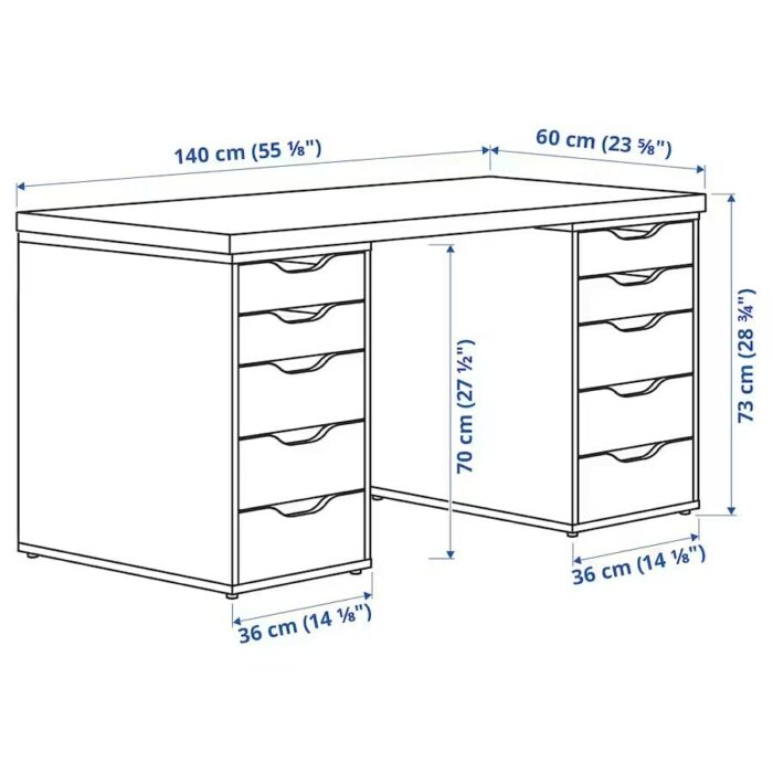 LAGKAPTEN/ALEX Desk,140x60 cm, durable and easy to care for. Desks for home. Desks & computer desks. Tables & desks. Furniture. (White)