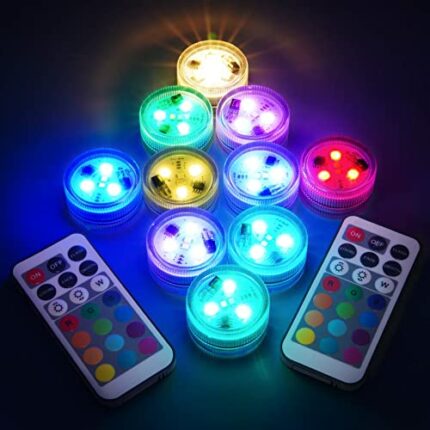 Small Submersible LED Lights with Remote, Pool Lights for Party Events, Waterproof LED Tea Lights for Vase Fishtank Wedding Halloween Christmas D