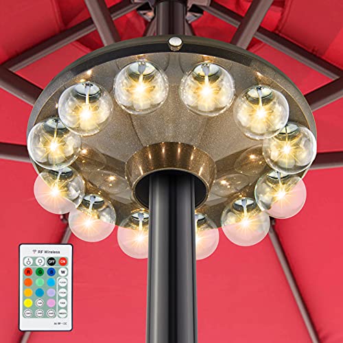 HONWELL LED Parasol Umbrella Lights, Outdoor Patio Umbrella Light, Battery Operated Cantilever Parasol Lights with 12 Warm White Bulb, Patio Tent
