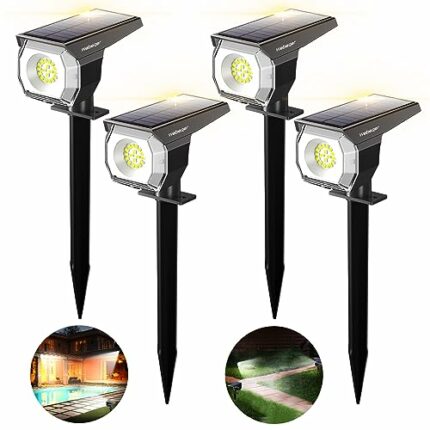 WeBeqer Solar Lights Outdoor Garden,18LED Solar Garden Lights,IP67 Garden Lights Solar Powered Waterproof,300LM,2 in 1 for Yard,Fence,Path,Garden