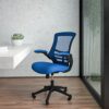 EMMA + OLIVER Mid-Back Light Gray Mesh Ergonomic Task Office Chair, White Frame - Flip-Up Arms