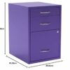 OSP Home Furnishings Heavy Duty 3-Drawer Metal Cabinet for Standard Files and Office Supplies, Carbon Steel Polyethylene, Purple Finish, 22"