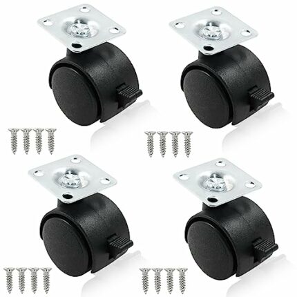 Moicstiy 4 Pack 1 Inch Caster Wheel Replacement Office Chair Caster Wheel Furniture Wheel Plate Swivel Cart Casters with Braking for Furniture Co