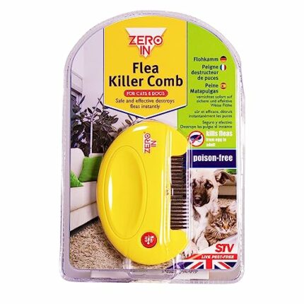 Zero In Flea Killer Comb. Poison-Free, Electric Flea and Tick Comb Treatment for Use on Cats, Dogs and Pets with Fur