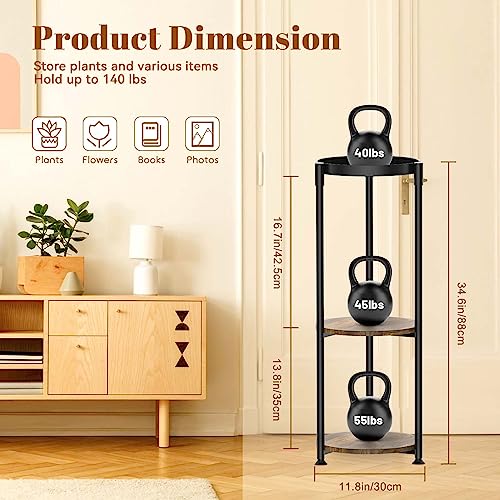 JC-Houser 3 Tier Tall Plant Stands Indoor, 35 Inch Metal Corner Plant Shelf, Modern Flower Pot Stand Holder Planter Display Rack for Living Room