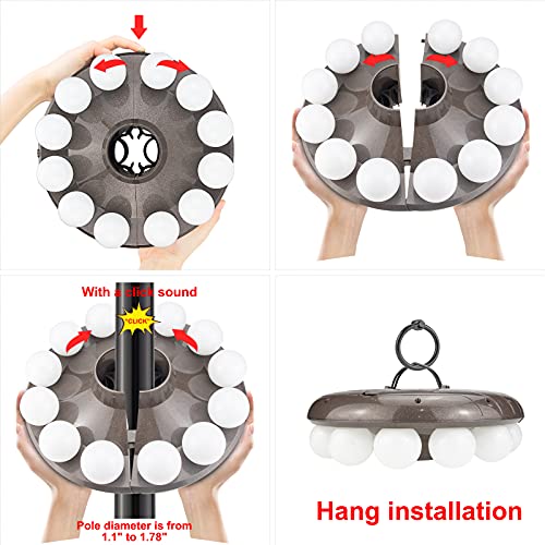 HONWELL LED Parasol Umbrella Lights, Outdoor Patio Umbrella Light, Battery Operated Cantilever Parasol Lights with 12 Warm White Bulb, Patio Tent