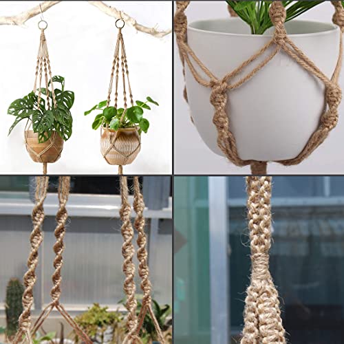 Eyerayo Plant Hanger, Macrame Hanging Plant Holder Handmade Jute Rope Flower Pot Hangers Basket for Indoor Outdoor Boho Home Décor