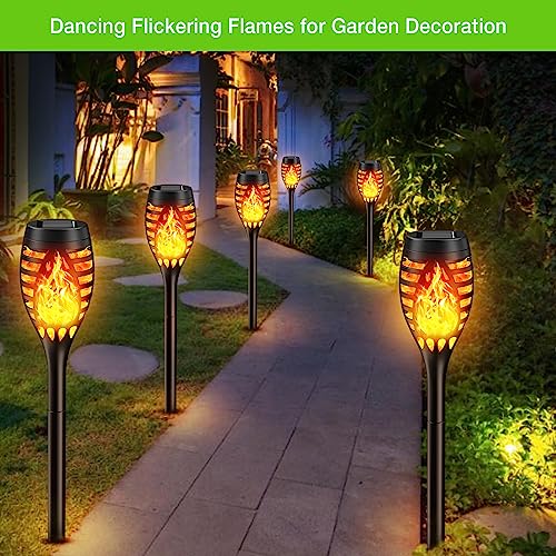 GEARLITE Solar Lights Outdoor Garden, 6 Pack Waterproof Solar Torch Lights with Realistic Flickering Flame, Solar Powered Garden Ornaments for Pa