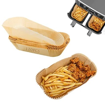 120 Pcs Air Fryer Liners, Parchment Lined, Non-Stick, Baking Paper, Air Fryer Accessories for Dual Zone Air Fryer, Oven, Microwave