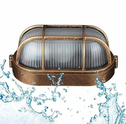 Oval Bulkhead Lamp Outdoor Wall Light Nautical Design E27 Wall Lampe Vandal-Resistant Wall Mounted/Ceiling Lighting, IP54 Rated - Perfect for Por