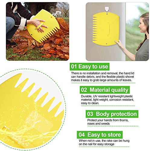 GardenHOME Garden and Yard Leaf Scoops Hand Rakes, Large Sized Leaf Grabbers, Leaf Collector,1 Pair Yellow