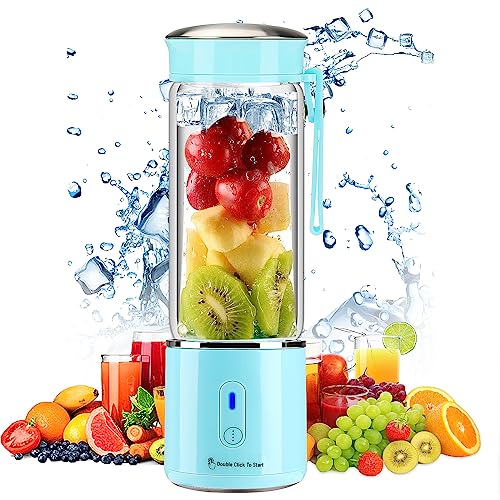 Portable Blender for Shakes and Smoothie HUIJUTCHEN USB Rechargeable Large Capacity Blender Bottles with 6 High-speed Blades and Brush Personal M