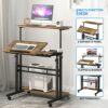 Panta Mobile Standing Desk, Adjustable Rolling Desk with 3 Desktops, Portable Desk for Laptop with Desk Cup Holder, Home Office Mobile Desk Porta