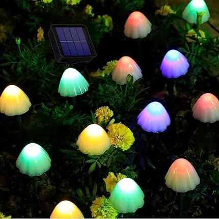 Redefun Mushroom Solar Lights 5M 20 LED Solar Garden Ornaments, Solar Mushroom Ornaments Waterproof Outdoor Lights for Pathway Landscape Fence La