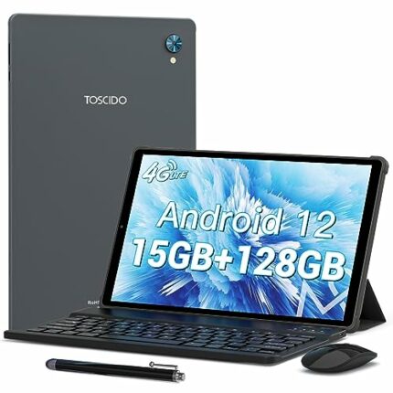 TOSCiDO Android 12 Tablet 10.3 Inch, 15GB RAM+128GB ROM+2TB Expand, Octa-Core,1920 * 1200 FHD, 13MP, 8000MAh,4G LTE+5G WiFi, BT 5.0, GPS,Split Sc