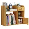 BCLGCF Wooden Desk Organizer ​With Drawer, Cabinet Door with Lock, Tabletop Bookshelf Multipurpose Shelves for Home Decor, Office, Gifts