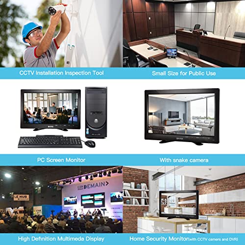 BHVNA 10.1 Inch Small Portable Monito CCTV with HDMI、VGA、AV、BNC、USB Multifunction Interface LED Screen PC Mini Monitor 1024x600 Resolution Built-