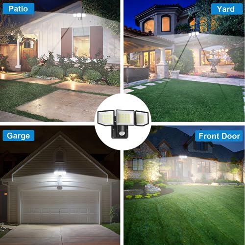 FLITI 38W Led Security Lights Outdoor Motion Sensor, 6000LM 270° Adjustable Floodlight with PIR, IP65 Waterproof Garden Outside Sensor for Garage