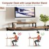 HEEYUE Computer Desk, Industrial Writing Desk with 2-Layer Storage Shelves and Headphone Hook, PC Laptop Table with Monitor Stand,Gaming Desk for