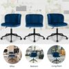 LEIGE Velvet Home Office Leisure Vanity Chair Armless Adjustable Swivel (Color : Argento, Size : Light Grey)