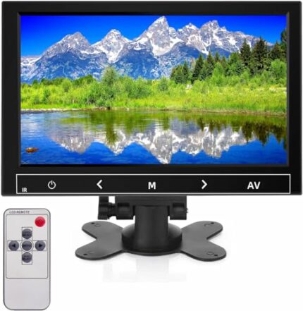 AISHICHEN CCTV Monitor 7 inch, Mini Monitor 1024X600, 60Hz, 5ms Built-in Speakers, Small Monitor w/VGA/AV/HDMI/BNC/USB Input,Raspberry Pi Monitor