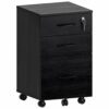3 Drawer Wood Mobile File Cabinet with 1 Lock, Under Desk File Cabinet with 5 Wheels, Rolling Filing Cabinet for Home Office, Filing Cabinet Orga