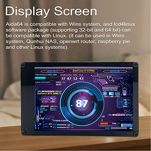 Bewinner 3.5 Inch IPS USB Mini Screen, PC CPU RAM HDD Data Monitor, AIDA64 Computer Temperature Display USB C Sub Screen for PC Computer Case