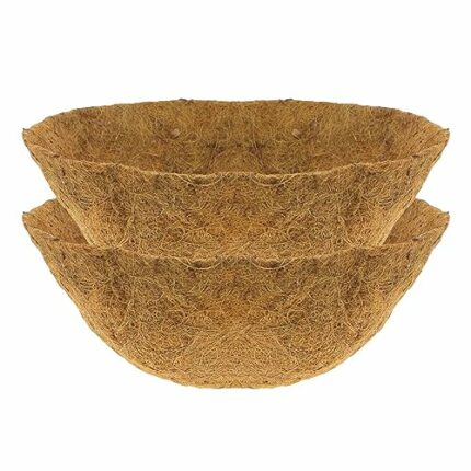 COEAYO 2 Pack Hanging Basket Liners -12 Inch Round Coco Fiber Liner for Hanging Basket Pre-Formed Thick Plant Basket Liner for Hanging Baskets at