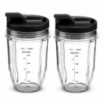 18oz Blender Cups with Sip & Seal Lids, Ninja Blender Replacement Parts Compatible with BL480, BL490, BL640, BL680 for Nutri Ninja Auto IQ Series