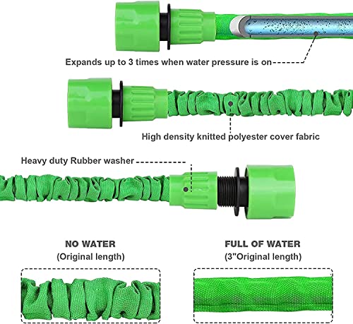 WESEN Expandable Garden Hose 25FT, 25ft/50ft/100ft/125ft/150ft/200ft Garden Water Hose Pipe, Hoses with Spray Nozzle Gun and 1/2"&3/4" Hose Conne