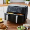 Swan SD10410N 8L Digital Dual Basket Air Fryer with Keep Warm Function, 10 One-Touch Pre-sets, Rapid Air Circulation, 1600W, Black