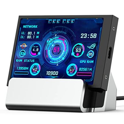 Sikai 3.5 inch Mini Screen PC Parts,IPS Screen/USB-c Port,PC Temperature Display AIDA64, Compatible with Windows System PC Sensor Panel Display C