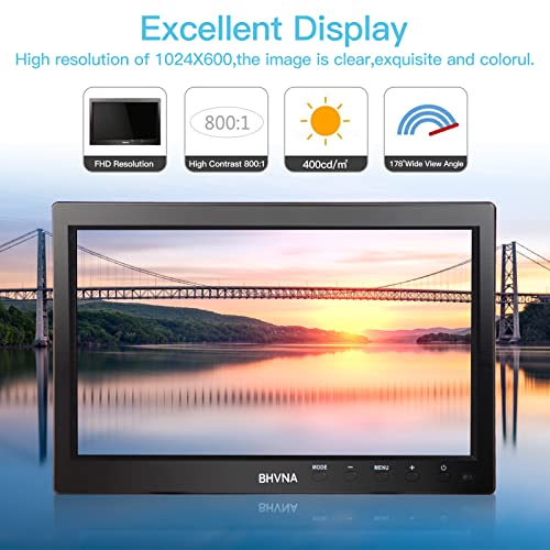 BHVNA 10.1 Inch Small Portable Monito CCTV with HDMI、VGA、AV、BNC、USB Multifunction Interface LED Screen PC Mini Monitor 1024x600 Resolution Built-