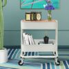 aasdf 2 Tier Rolling Cart Metal Utility Cart Easy Assemble Utility Serving Cart Sturdy Storage for Classroom Office Home Bedroom Bathroom,A1