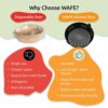 WAFE Reusable Silicone Air Fryer Liner - Easy to Clean Non-Stick Basket w/Bevelled Edges & Drain Channel - Kitchen Cooking Pot Accessories, Heat