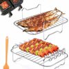 Air Fryer Rack 7Pcs Compatible with Ninja Food Dual Zone Air Fryer AF300UK AF400UK Layered Dehydrator Racks with 4 Skewers Air Fryer Accessories