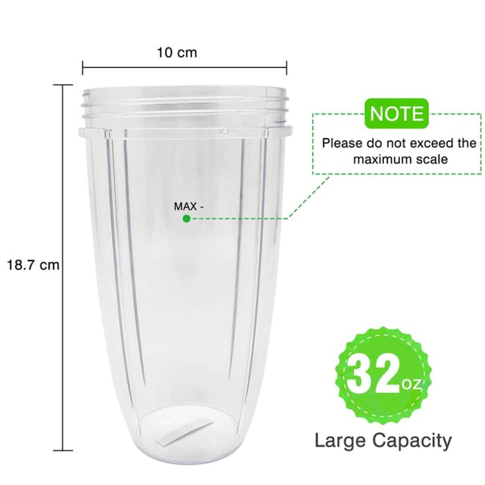 32oz Juicer Cups Compatible with NutriBullet 600W/ 900W Blender, Clear Mugs Replacement Parts Accessories, Cup for Nutri Bullet 600 Series and 90