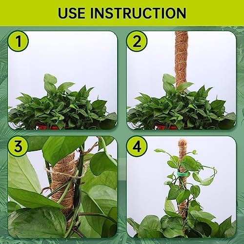 Bendable Moss Pole for Plants Monstera, Bendable Plant Stakes Moss Poles for Potted Indoor Climbing Plants, Handmade Coco Coir Pole Plant Support
