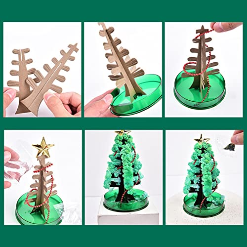 KARBAG Growing Christmas Tree, Water Planting Paper Tree Flowering Toy, DIY Crystal Growing Ornaments Decoration Toy Novelty Boys Girls Science K