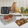 Air Fryer Rack for Ninja Dual Air Fryer, 304 Stainless Steel Three Layer Dehydrator Rack for Baking Roasting, Multi-Purpose Air Fryer Accessories