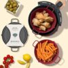 2 x Collapsible Air Fryer Silicone Liners with Gloves & Brushes, Reusable Food Grade Air Fryer Accessories (Grey & Berry)